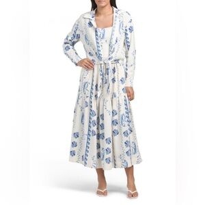 Calypso St. Barth Blue and White Floral Dress with cover up top